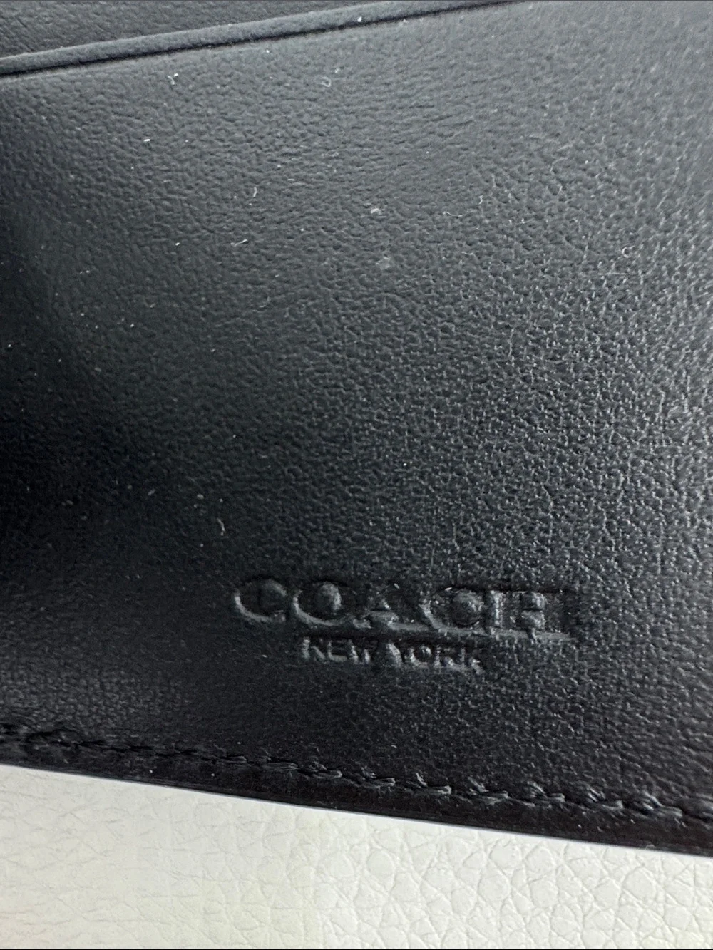 Coach Black Embossed Signature Leather Card Holder wallet ID pocket New